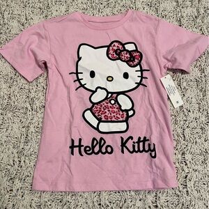 Hello Kitty Pink Short Sleeve Tee with Leopard Print Bow & Dress